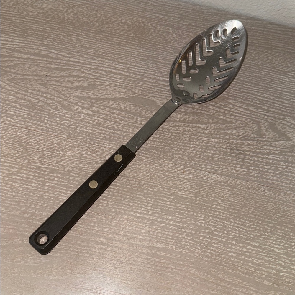 Vintage EKCO Forge Stainless Steel Slotted Spoon. USA